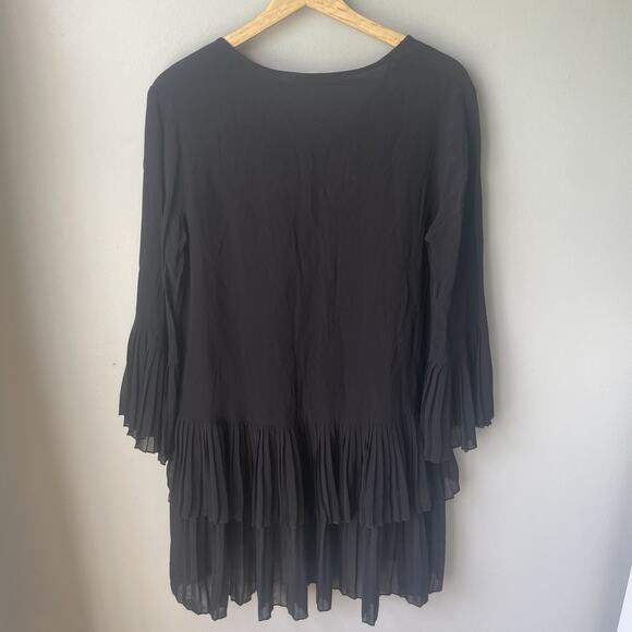 Zara‎ Tiered Pleated Chiffon Black Tunic/Drees Size Small Womens - Picture 7 of 9